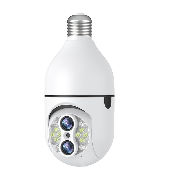  Upgraded Dual Lens 10XHybrid Zoom Light Bulb Security Camera WIFI 360 Auto Tracking Security Camera Color Night Vision Siren& Light Alarm PTZ IP Camera For Home Security