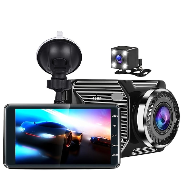  1pc 4,0 polegadas 1080p câmera dvr carro dashcam, gravador de condução de carro com câmera de visão traseira