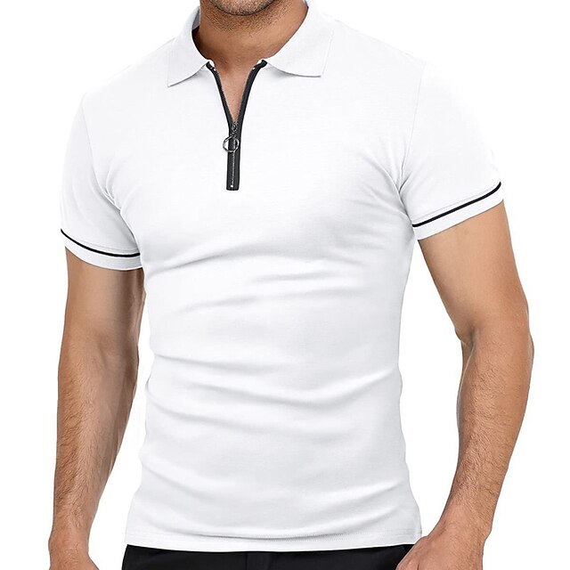 Men's Zip Polo Polo Shirt Outdoor Sport Quarter Zip Short Sleeves ...