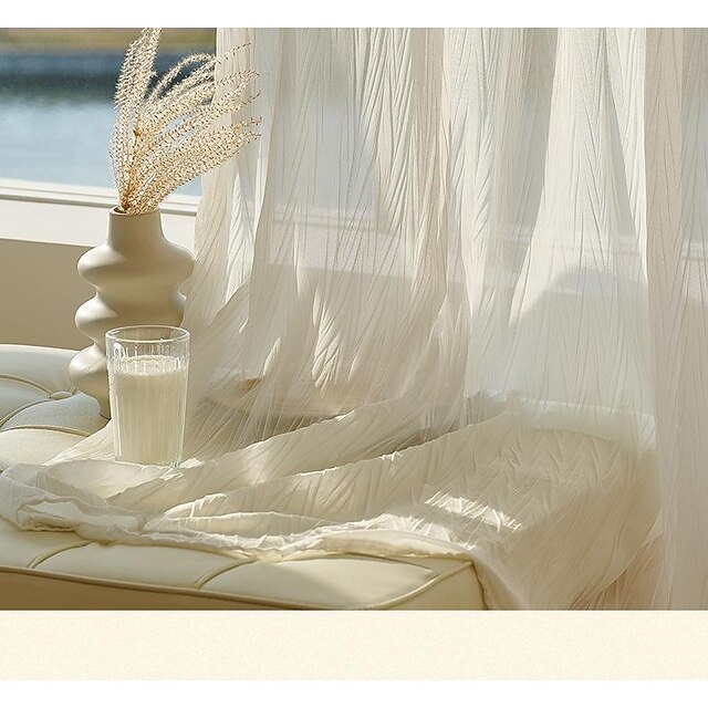 Sheer Curtains Farmhouse Window Curtains For Living Room Bedroom,Voile ...