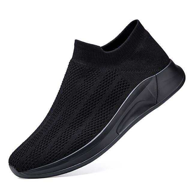  Men's Unisex Sneakers Running Sporty Casual Outdoor Athletic Tissage Volant Breathable Loafer Black and White Black Black Blue Color Block Spring Fall