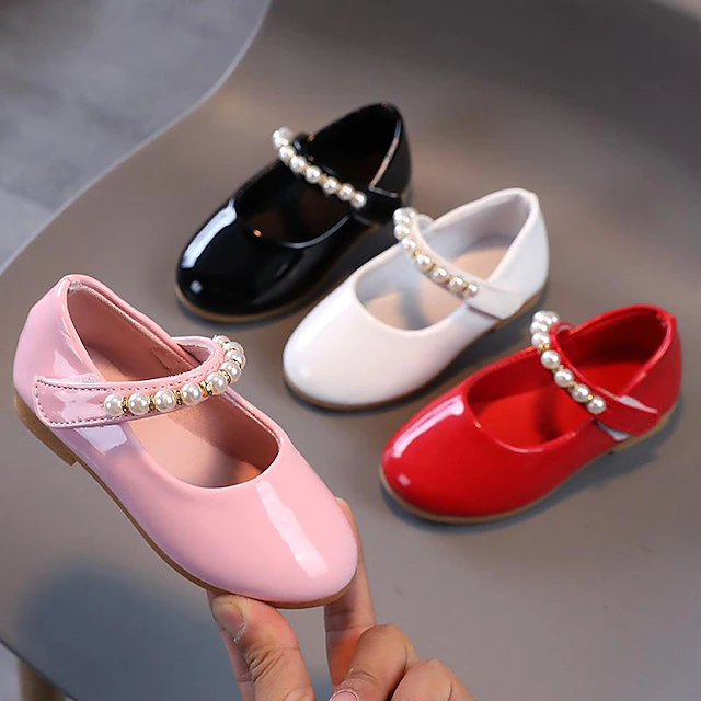 Girls' Flats Daily Dress Shoes Mary Jane Lolita PU Water Resistant Breathability Non-slipping Big Kids(7years +) Little Kids(4-7ys) Toddler(2-4ys) School Wedding Party Walking Shoes Dancing Pearl 10