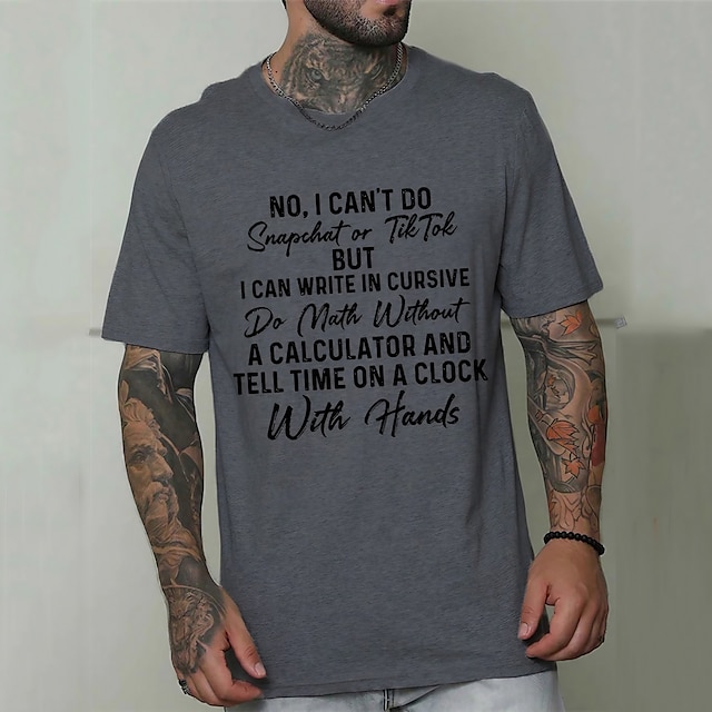  Per uomo Lettera Stampe Grafiche Divertente Maglietta Maglietta grafica Cotone Maniche Corte Grafico Camicia Nero Bianco Rosso Maglietta comoda Vacanza Streetwear Abbigliamento di stilista