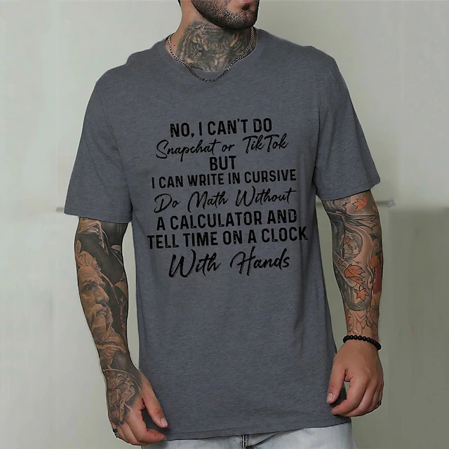 Men's Letter Graphic Prints Funny T Shirt Graphic Tee Cotton Short Sleeves Graphic Shirt Black White Red Comfortable Tee Vacation Street Fashion Designer Clothing 6