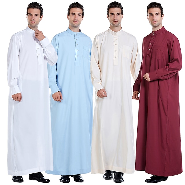  Arabian Muslim Adults Men's Religious Saudi Arabic Robe Thobe / Jubba For Polyester Ramadan Leotard / Onesie