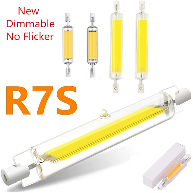  ניתן לעמעום ללא הבהוב led r7s צינור זכוכית קלחי זכוכית נורת 78 מ
