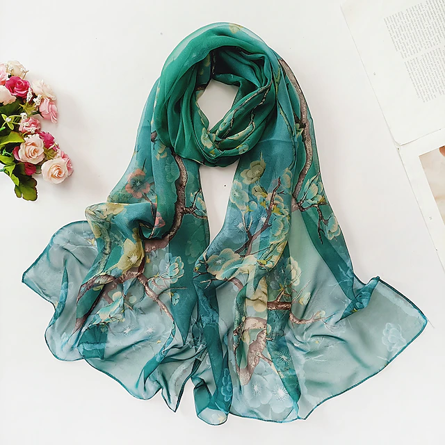 Flower Summer Women Thin Style Scarf Bandana Soft Bandana Female Elegant Shawl Hijab Hairscarves Beach Scarf 10