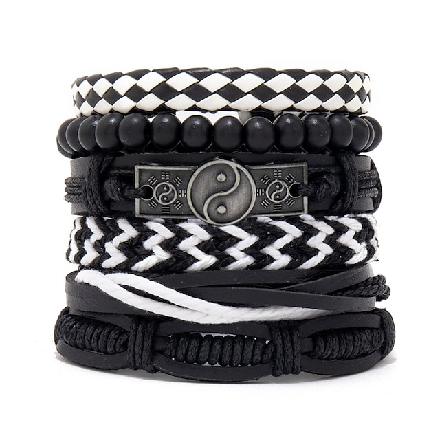  set di combinazioni di braccialetti intrecciati da uomo accessori in lega gioielli fai da te