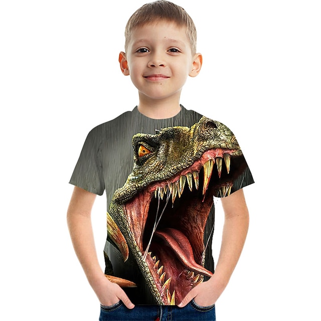  mote dinosaurtrykk kortermet t-skjorte mote 3d-trykte fargerike skjorter for gutter og jenter