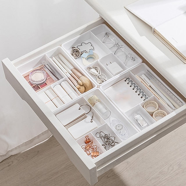  Divide Drawer Organizers Home Office Desk Desktop Accessories Stationery Organizer for Cosmetics Compartment Drawers Storage Box