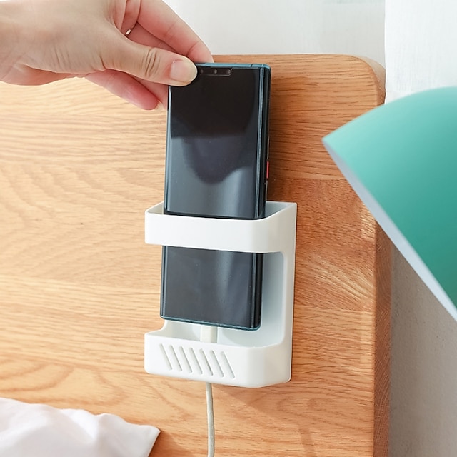  Wall-mounted Mobile Phone Plug Charging Remote Control Storage Box BracketInstalling Organizer Bracket Without Punching