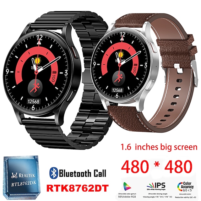  696 HDT5MAX Smart Watch 1.6 inch Smartwatch Fitness Running Watch Bluetooth Pedometer Call Reminder Sleep Tracker Compatible with Android iOS Men Hands-Free Calls Message Reminder Custom Watch Face