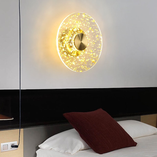  Luz de pared interior led diseño de círculo de cobre sala de estar dormitorio luces de pared de metal 3000k e26 accesorios de iluminación de pared para dormitorio baño