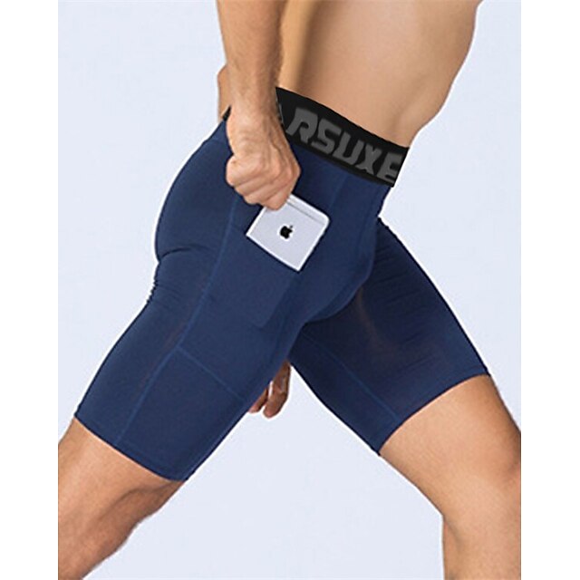 Arsuxeo Men's Running Tight Shorts Compression Shorts with Phone Pocket High Waist Base Layer