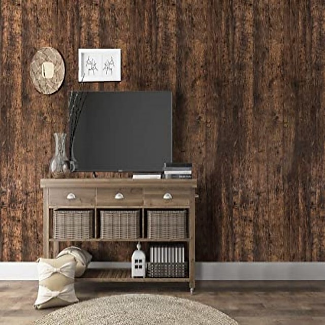 circulatie grijs botsen houtschil en plakbehang verwijderbaar realistisch houtbehang voor  aanrechtmeubels keukenwandkast plank papier, bruin, 17.7" × 236'' 9480739  2023 – €135.88
