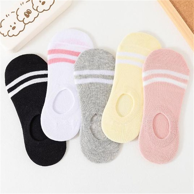 5 Pairs Of Boat Socks Women's Cotton Socks Solid Color Light Mouth Socks Candy Color Cotton Socks Suitable For Spring Summer Fall Size 35-42