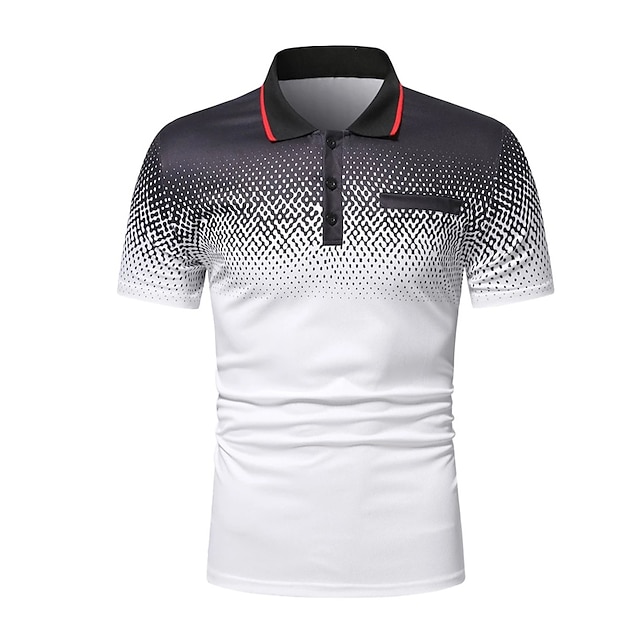 Men's Polo Shirt Golf Shirt Casual Holiday Ribbed Polo Collar Classic ...