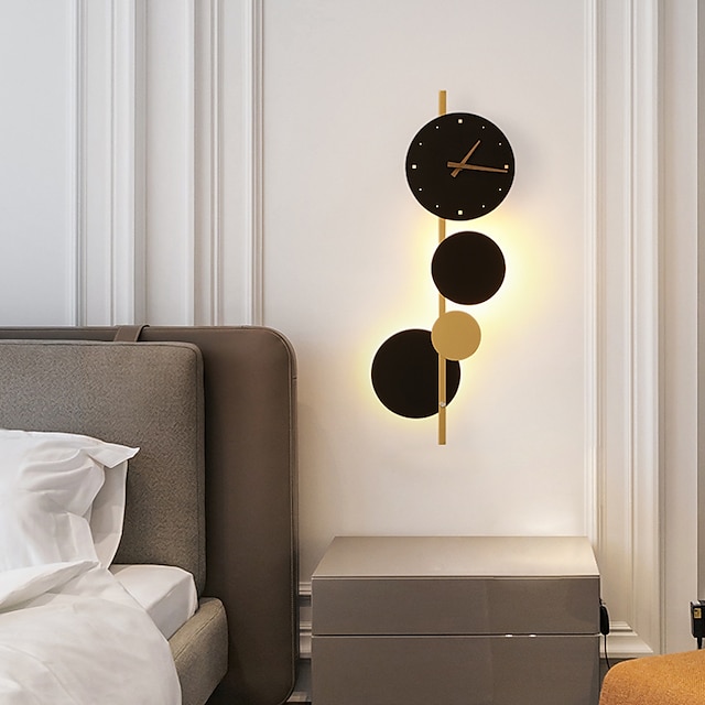  led fali lámpák óra dizájn kör dizájn szabályozható 71cm kreatív folyosó hálószoba nappali háttér fali dekoráció falikar világítás 110-240v
