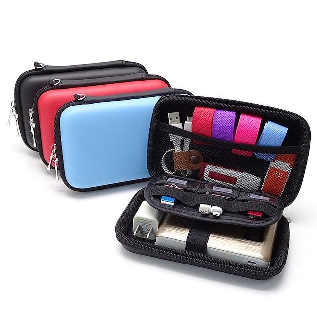  1 pc zipper étui pour écouteurs en cuir écouteurs boîte de rangement portable usb câble organisateur transportant sac dur pour pièce carte mémoire
