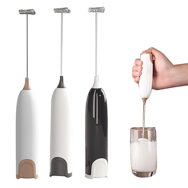  Electric Milk Frother Kitchen Drink Foamer Whisk Mixer Stirrer Coffee Cappuccino Creamer Whisk Frothy Blend Whisker Egg Beater, Without Battery