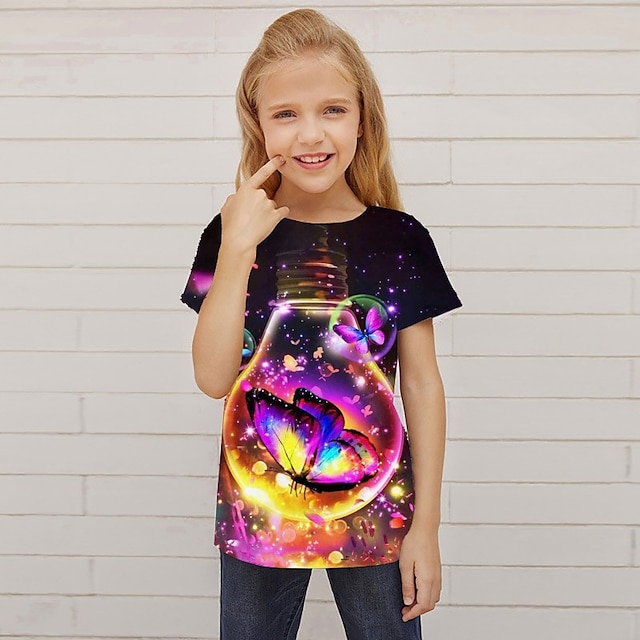  modna koszulka dziecięca z krótkim rękawem z nadrukiem 3D męska i dziewczęca z okrągłym dekoltem i krótkim rękawem