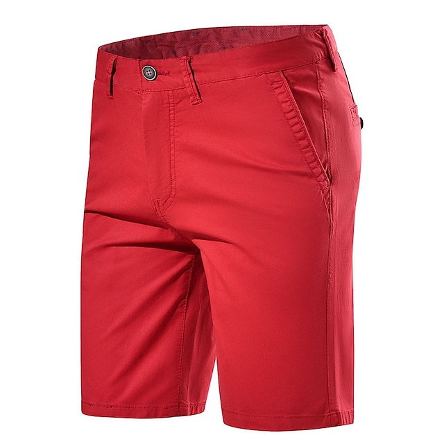  Hombre Pantalón corto Pantalones cortos chinos Bermudas Bolsillo Plano Comodidad Transpirable Exterior Diario Noche Mezcla de Algodón Moda Casual Rojo Azul Piscina