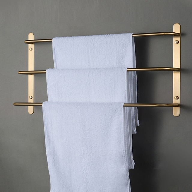  veggmontert håndklestativ, rustfritt stål 3-lags håndklestang oppbevaringshylle for bad 45/60 cm håndkleholder håndklestativ håndklehenger