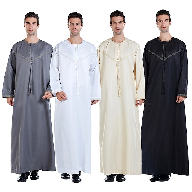  Homens manto Thobe / Jubba Religioso árabe saudita árabe muçulmano Ramadã Adulto Collant / Pijama Macacão