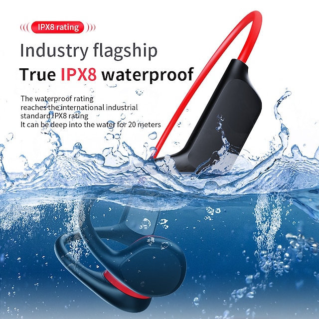  Bone Conduction Earphones Bluetooth Wireless IPX8 Waterproof MP3 Player Hifi Ear-hook Headphone With Mic & 32GB Memory Headset For Swimming
