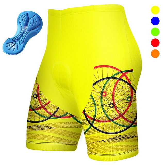  21Grams Men's Cycling Shorts Bike Padded Shorts / Chamois Bottoms Mountain Bike MTB Road Bike Cycling Sports Graphic 3D Pad Cycling Breathable Moisture Wicking Yellow Red Spandex Clothing Apparel