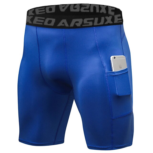 Arsuxeo Men's Running Tight Shorts Compression Shorts with Phone Pocket High Waist Base Layer