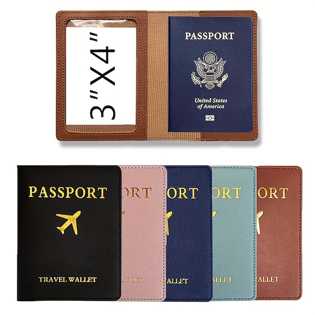  PU-läder multifunktionell passhållare reseplånbok pass och vaccinkortshållare kombinerat tryckt läder passport plånboksfodral