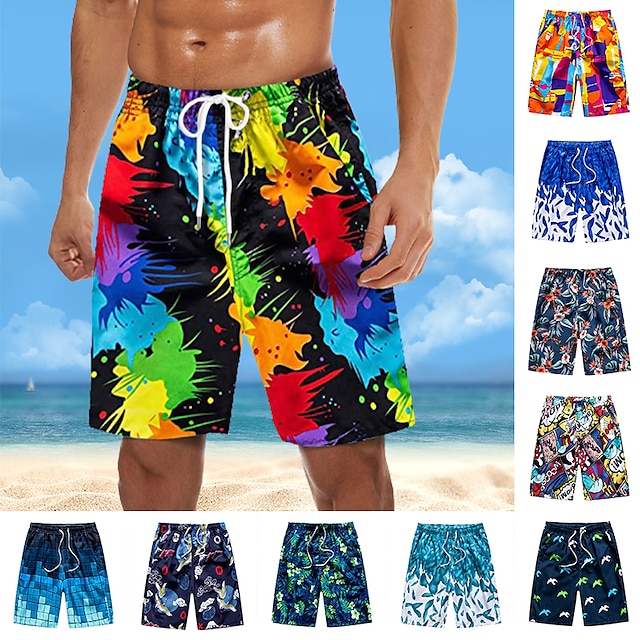  bañadores para hombre, pantalones cortos para la playa de secado rápido, cordón liviano con cintura y bolsillos elásticos