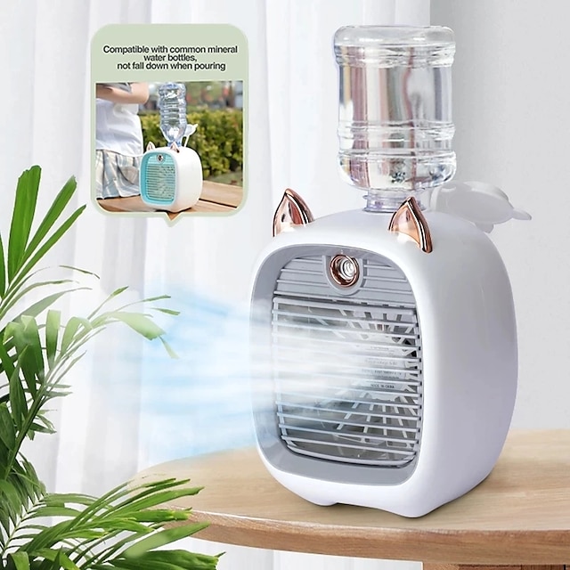  mini airconditioner draagbare luchtkoeler ventilator luchtbevochtiger luchtreiniger 3 snelheden 2 modus spray usb voor auto thuis kamperen reizen