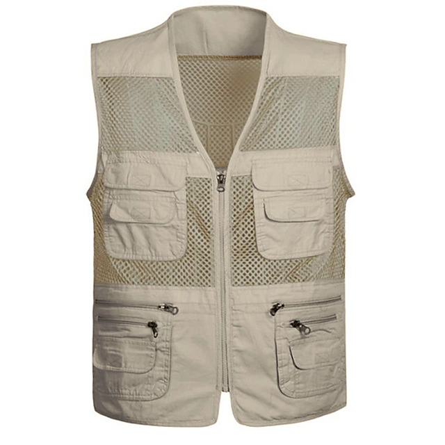 Men's Vest Gilet Fishing Vest Hiking Vest Sleeveless Vest Gilet Jacket Outdoor Holiday Streetwear Chic & Modern Summer Spring Pocket Quick Dry Polyester Breathable Color Block Zipper V Neck Regular 12