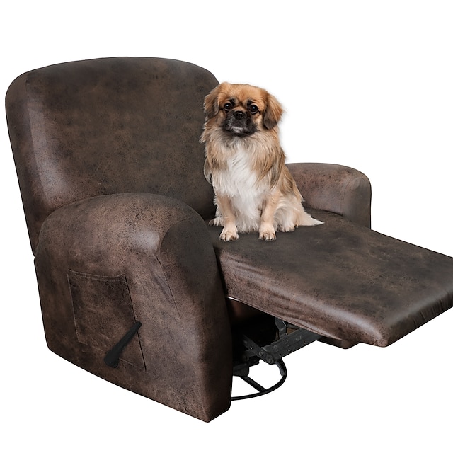  Stretch-Liegenbezug Liegesofa-Bezug 1-Sitzer-Sessel-Couch-Schonbezug mit Seitentasche, Anti-Katzen-Kratzer-Möbelschutz für Kinder, Haustiere, Hunde, Katzen