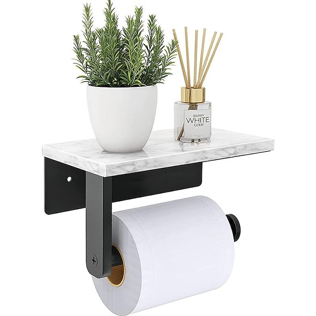  держатель для туалетной бумаги с полкой из натурального мрамора для ванной комнаты, настенный держатель для салфеток из нержавеющей стали, подходящий для мега рулона
