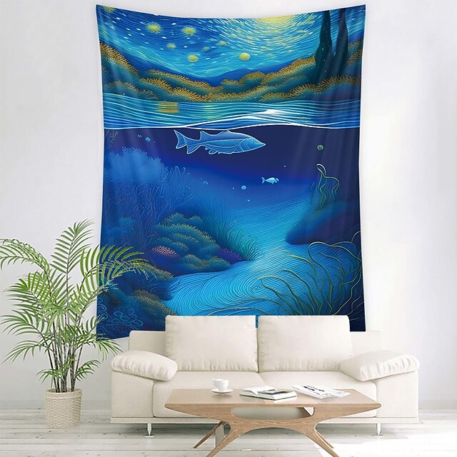 Ocean Fish Wall Tapestry Art Decor Blanket Curtain Hanging Home Bedroom