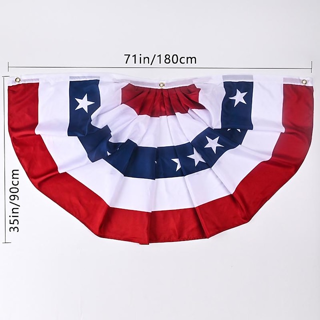  Amerikaanse patriottische geplooide fanvlaggen, 4 juli-decoraties voor buiten, vlaggenbanners, geplooide fanvlaggen van Amerikaanse vlaggen, patriottische wimpels voor buiten, rood-wit-blauwe vlaggendecoraties