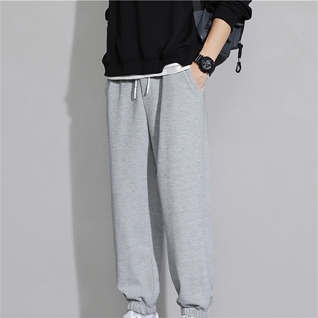  Voor heren Joggingbroeken Jogger Broek Zak Trekkoord Elastische taille Effen Comfort Zacht Casual Dagelijks Feestdagen Sport Modieus Zwart Wit