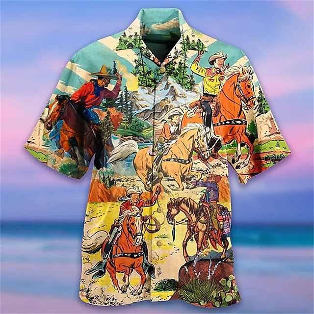 Men's Shirt Summer Hawaiian Shirt Graphic Prints Music Guitar Cuban ...