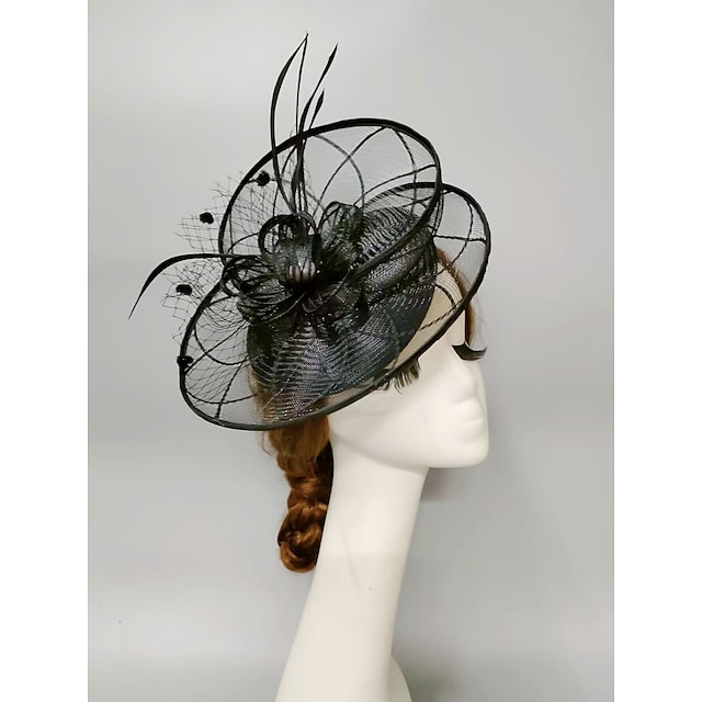  fascinators καπέλο ντέρμπι Κεντάκι καπέλο κεφαλής μαργαριτάρι φτερά πέπλο καπέλο γάμου γυναικεία ημέρα κοκτέιλ βασιλικό άσκοτ με φτερό μαργαριτάρι καπέλα κεφαλής