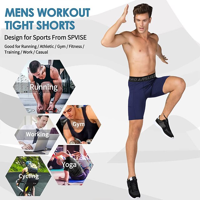 Arsuxeo Men's Running Tight Shorts Compression Shorts Yoga Shorts