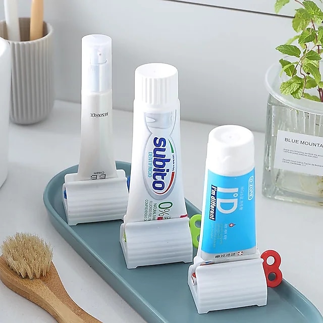  3 uds tubo exprimidor de pasta de dientes rodante exprimidor de pasta de dientes soporte dispensador de crema dental baño manual dispensador de jeringa
