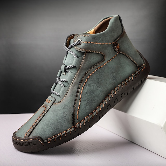  Bărbați Cizme Încălțăminte casual pentru bărbați Retro Mărime Plus Size Pantofi lucrați manual Pantofi de confort Plimbare Casual Zilnic Material elastic Respirabil Cizme / Cizme la Gleznă Dantelat