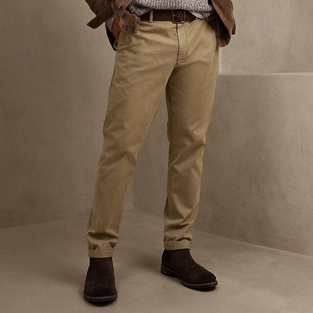 Men's Trousers Chinos Chino Pants Pocket Plain Comfort Breathable Office Daily Business Casual Black Khaki4