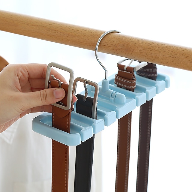  1 pc cravate rack écharpe rack ceinture stockage rack soie foulard rack ménage stockage ceinture rack multi-fonctionnel présentoir bleu