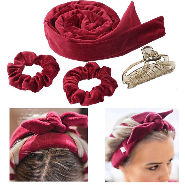  4pcs Women's Headbands Hair Band For Outdoor Street Daily Classic Fabric rice white Black Burgundy