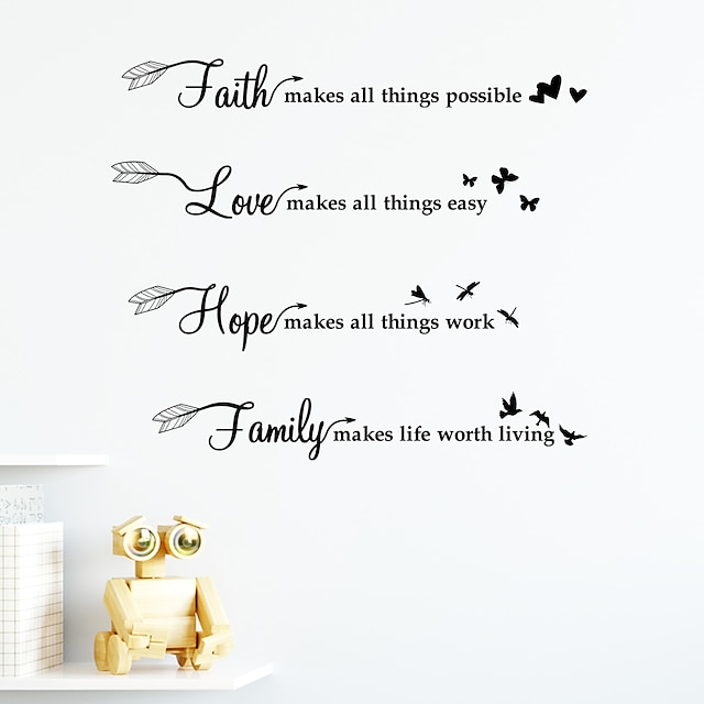  Home Decoration Faith Love Characters Wall Stickers Study Room Bed Room Removable Vinyl Wall Decal 1pcs