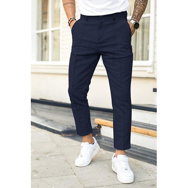 Men's Trousers Chinos Work Pants Chino Pants Pocket Plain Outdoor Daily ...